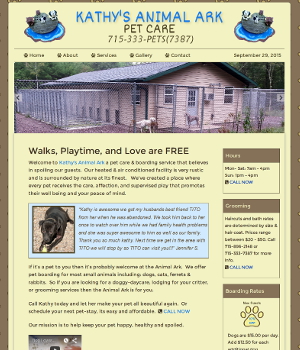 image of kathys animal ark website